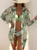 Swim wear Three Pieces Bikini Set Beach Skirt Tunics For Beach Cover Up Swimsuit Women Ruffle Biquini Bathing Suit Summer Beach Wear 230313