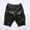 Campainha para masculino shorts de couro bronzeado calças elásticas de tiro casual solto