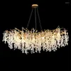 Chandeliers Unique Glass Branch Led Chandelier Foyer G9 Hanging Lamp For Living Room Gold Aluminium Lustre Pendant