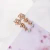 Creolen MxGxFam Echte Pos Zirkon Blumen Haken Für Mode Frauen CZ Gold Farbe 18 K