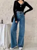 Dames jeans goplus vrouw y2k wide been broek hoge taille moeder Koreaanse mode denim broek blauw jean pantalon grote femme c11855 230313