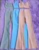 Pantaloni a due pezzi da donna Pezzi blu di alta qualità Set Bodycon Rayon Bandage Evening Party Sexy Fashion Outfit 230313