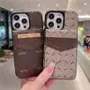 Fashion Designer Brown Flower Phone Cases For iPhone 15 14 14pro 14plus 13 12 11 pro max XR Leather Card Holder Pocket Cellphone Cover Galaxy S24 S23 S22 Note 20