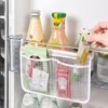 Storage Bags Refrigerator Door Double Mesh Bag Classification Two Grids Hanging With Hook Fridge Organizer Pockets