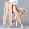 Calça feminina primavera harém feminino de cintura alta calças de lápis brancas de tendência Toda a tendência profissional senhoras