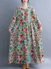 Casual jurken katoen vintage bloemenprint lange mouw lente herfstjurken voor vrouwen voor vrouwen casual elegante jurk strandgewaad longue femme 230313