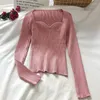 Maglioni da donna Abiti autunnali per le donne 2023 Moda sexy in maglia Pullover a taglio basso Maniche lunghe Autunno Vintage Colletto quadrato Slim Club Rosa