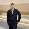 Camisas casuais masculinas de manga comprida Men camisa de colarinho cubano luxo com ombreiras soltas blusa de tamanho grande designer de roupas de rua coreano