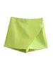 Women's Shorts TRAF Women Fashion Asymmetrical Shorts Skirts Vintage High Waist Side Zipper Female Skort Mujer 230313