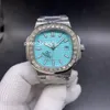 Homens de luxo assistem a 40 mm de diamantes de baguete moldura azul para os relógios de pulso mecânicos Miyota Miyota