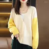 Malhas femininas casuais lã de lã de lã de lã de lã de caxemira longa malha de manga longa Cardigan 2023 Casaco Top Spring e Autumnattyyws Marca