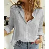 Blusas femininas camisa de linho de algodão impressão de borboleta vintage superior de lapela de manga longa Mulheres tops casuais brancos grandes camisetas