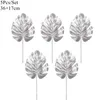 Fleurs décoratives LuanQI 5 Pcs Artificielle Argent Feuille De Tortue Feuilles De Palmier Tropical Plante De Soie Pour La Fête D'anniversaire De Mariage Décor À La Maison