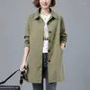 Women's Trench Coats 2023 Autumn Women Jacket Long Sleeve Single-breasted Windbreaker Female Overcoat Casual Khaki Loose Basic Coat Outwear