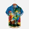 T-shirts pour hommes dessin animé boire imprimer pour hommes col rabattu à manches courtes Vintage chemise hawaïenne rue été plage vêtements bohèmes