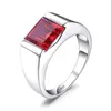 Wedding Rings sieraden Natural Smoky Quartz gemaakt Ruby Sapphire gesimuleerd Emerald 925 Sterling Silver Ring voor mannen edelsteen sieraden 230313