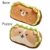 Cute High-quality Kawaii Student Storage Bag Plush Hamburger Dog Pencil Case Stationery Pen Large Capacity