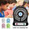 Fãs elétricos portátil mini ventilador LED refrigerador de ar bateria operado carregamento usb modo desktop função de iluminação de regulação de velocidade