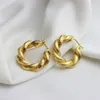 Hoop Earrings Fashion Jewelry Ethnic Style Women's Twisted Texture Niche Design Round Personality Gold Plated