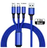 3 I 1 Micro USB Type C Charger Cables Multi USB Port Multipel laddningsladd mobiltelefontråd för Oppo Reno 2 3 4 5 6 7 8 Pro A3S A5S A5 A9 A12 A15 A31 A52 A72 A92 A54 A74 A94