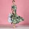 Scen Wear H2575 Lady Modern Dance Printed Dress Women National Standard Big Hemline Professional Performance Competition