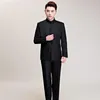 Garnitury męskie Chińskie starożytne mężczyźni stają odzież obroży Slim Tunik Suit męski kostium sceniczny na ślub Homme Mariage SL1538