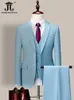 Mens Suits Blazers 13 Colors 5xl Jacket Vest Pants Highend Brand Formal Business Mens Suit Threepiece Groom Wedding Dress Solid Color Suit 230313