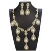 Ketting oorbellen set sunspicems elegante bruid bruiloft marokko tassel oorbel waterdruppel kristal algerije ketting cadeau