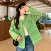 Kurtki damskie Zielone koreańskie frędzle tweed kurtka kobiet