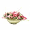 Decorative Flowers Wreaths Centerpiece Pink Protea Cynaroides Bonsai With Pot Red Lily Artificial Flower Table Christmas Arrangment Party Event INDIGO 230313