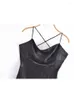 Casual Dresses Yenkye Summer Women Fashion String Backless Sexy Party Dress Vintage Black Satin Spaghetti Strap Ladies Mini Robe Short