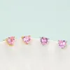 Boucles d'oreilles EYIKA Style coréen rose Zircon amour coeur pour femmes filles or argent couleur accessoires de mariage bijoux cadeau