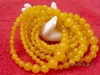 Colliers pendentif en gros collier de perles de jade jaune naturel