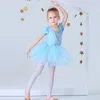 Odzież sceniczna księżniczka sukienka trykoty baletowe dla dziewczynek Tutu Tulle gimnastyka trykot z krótkim rękawem spódnica do tańca baleriny