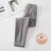 Calça feminina 2023 Moda Autumn Women Woolen Lady Lady High Casual HAREM Feminino Feminino Longo Denser as calças quentes