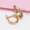 Stud Earrings 585 Purple Gold 14K Rose Inlaid Crystal For Women Simple Light Luxury Exquisite Charm Everyday Dress Jewelry Gift