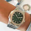 3K 5711 8mm CAL324C Luxury Mechanical Rostless Steel Strap Men's Watch 40mm Square Borsted Case Automatic Date Green Dial Classic A 9MPR
