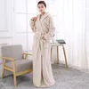 Women's Sleepwear Light Purple Luxury Ladies Warm Soft Full Length Hooded Bathrobes Dressing Gowns Housecoat For Women Thick Long Bathrobe