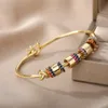 Charm Bracelets Bohemia Stainless Steel Bracelet For Women Colored Zircon Bangle Boho Fashion Jewelry Gift Bijoux Femme 230313