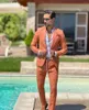 Costumes pour hommes Orange hommes costume sur mesure 2 pièces sur mesure un bouton Blazer pantalon formel travail porter affaires casual marié bal fête