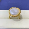 Cluster Rings Natural Freshwater Pearl Ring Adjustable Button Shape Pearls Open For Women Love Wedding Band Jewelry Gifts Wholesale Lot