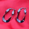 Hoop Earrings 40 MM Fashion Titanium Steel For Women Men Wave Oval Black//Gold Color Ear Jewelry Accessories Gifts