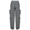 BIIKPIIK Damen-Jogginghose mit Taschen, Vintage-Trainingsoverall, mittlere Taille, Kordelzug, lockere Cargo-Streetwear-Jogginghose 230313