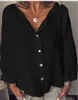 女性のブラウスシャツ夏のリネン女性シャツ長袖トップティーカジュアルウーマンTシャツ女性ブラウス230313