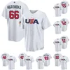 2023 USA World Baseball Classic Jersey WBC 66 Kyle Higashioka 65 Nestor Cortes Jr. 55 Ryan Pressly 52 Daniel Bard 51 David Bednar 50 Adam Wainwright 49 Kendall Graveman