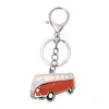 Keychains BY DHL 100pcs/lot Metal Vintage Car Bus Shaped Keyrings For Gifts