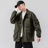 Chaquetas para hombre 2023, marca de primavera, chaqueta informal para hombre, abrigo de algodón puro lavado para hombre, ropa de marca, bombardero verde militar, abrigos Cargo para hombre