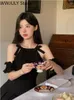 Vestidos de fiesta 2023 verano francés Vintage negro Mini vestido mujer Delgado elegante corto Casual estilo coreano moda arco diseño