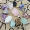 Mini Natural Crystal Rough Stone Pendant Onregelmatige Raw Ore Energy Healing Gemstone Amazonite Amethyst Necklace Charms Women Sieraden