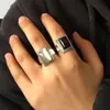 Wedding Rings Solid 925 Sterling Silver Lucifer Rings with Black Onyx Natural Stone Handmade Statement Ring TV Show Jewelry 230313